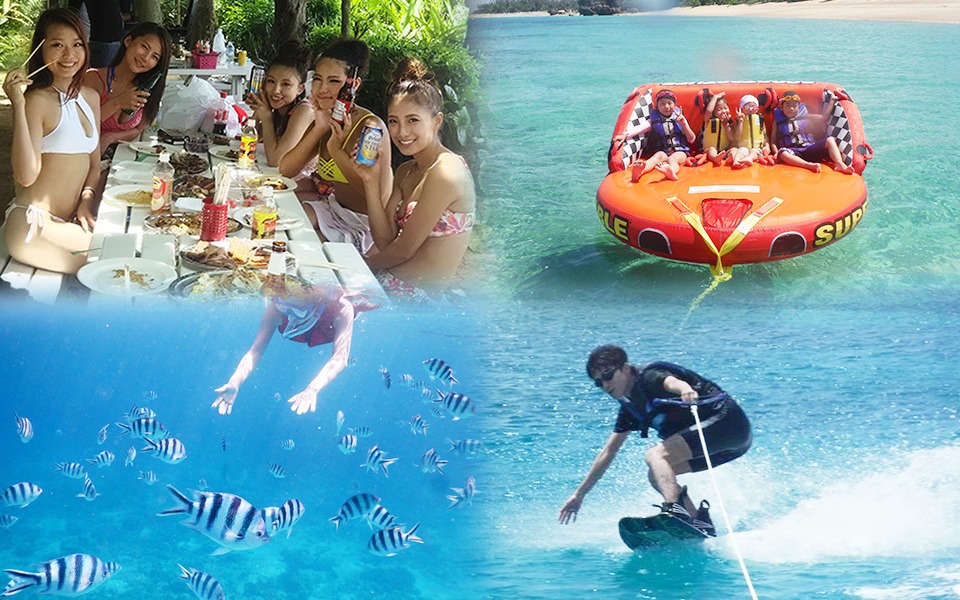 津堅島アクティビティー！BBQ/Snorkel/Towing tube/Wakeboard etc